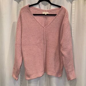 Pink V-Neck Super Soft Knit Sweater 2X